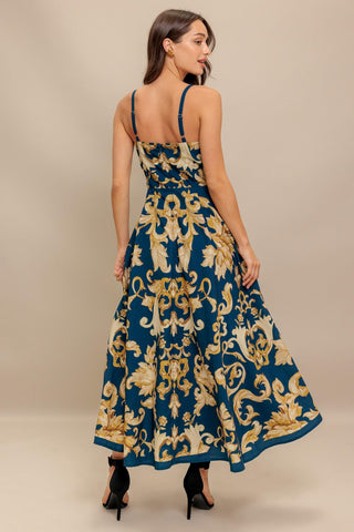 IMPERIAL BLOOM BLUE WOVEN MIDI DRESS - Glamourous Grace
