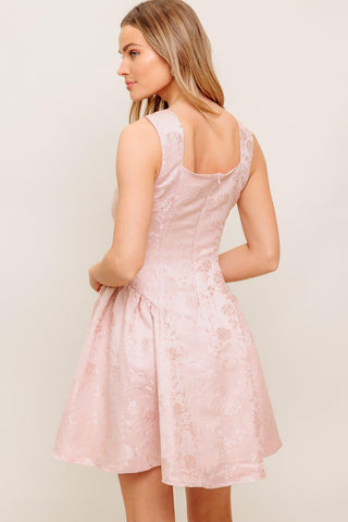 SWEET BLOOM WOVEN JACQUARD SATIN MINI DRESS - Glamourous Grace