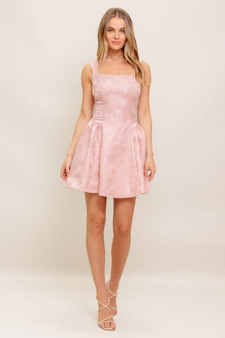 SWEET BLOOM WOVEN JACQUARD SATIN MINI DRESS - Glamourous Grace