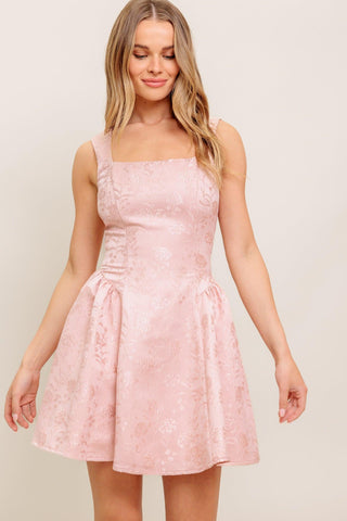 SWEET BLOOM WOVEN JACQUARD SATIN MINI DRESS - Glamourous Grace
