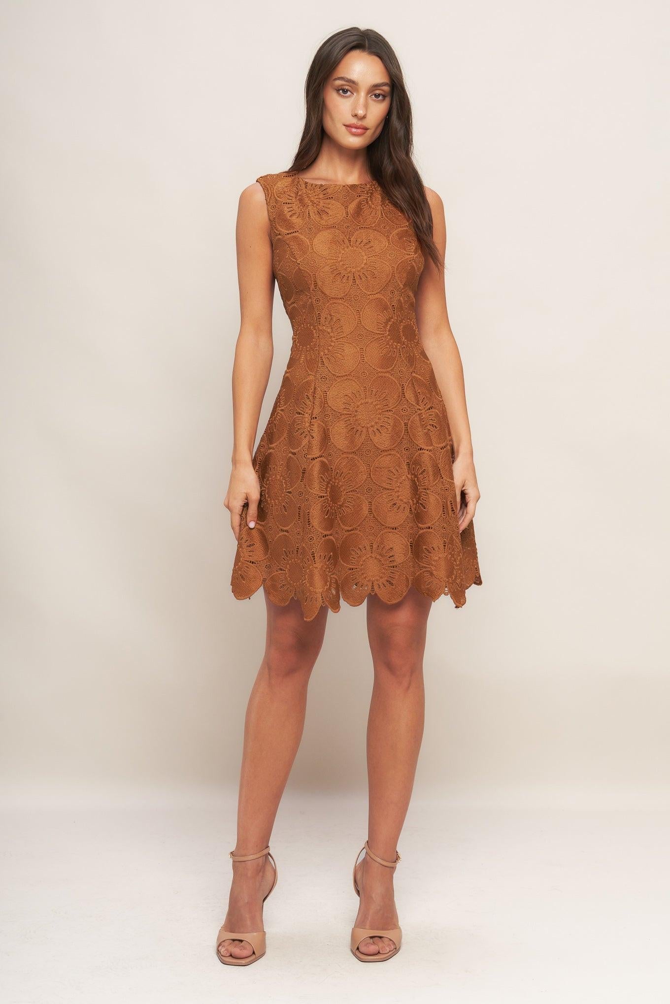 AUTUMN BLOOM WOVEN LACE MINI DRESS - Glamourous Grace