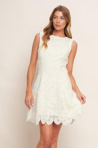 AUTUMN BLOOM VINTAGE IVORY WOVEN LACE MINI DRESS - Glamourous Grace