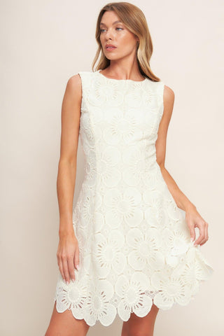 AUTUMN BLOOM VINTAGE IVORY WOVEN LACE MINI DRESS - Glamourous Grace