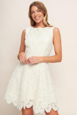 AUTUMN BLOOM VINTAGE IVORY WOVEN LACE MINI DRESS - Glamourous Grace