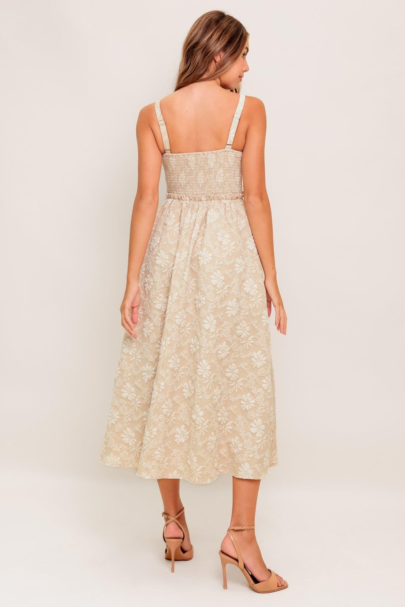 SOFT SUNSET STORY WOVEN MIDI DRESS - Glamourous Grace
