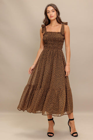 CHECKED DAYDREAM WOVEN MIDI DRESS - Glamourous Grace