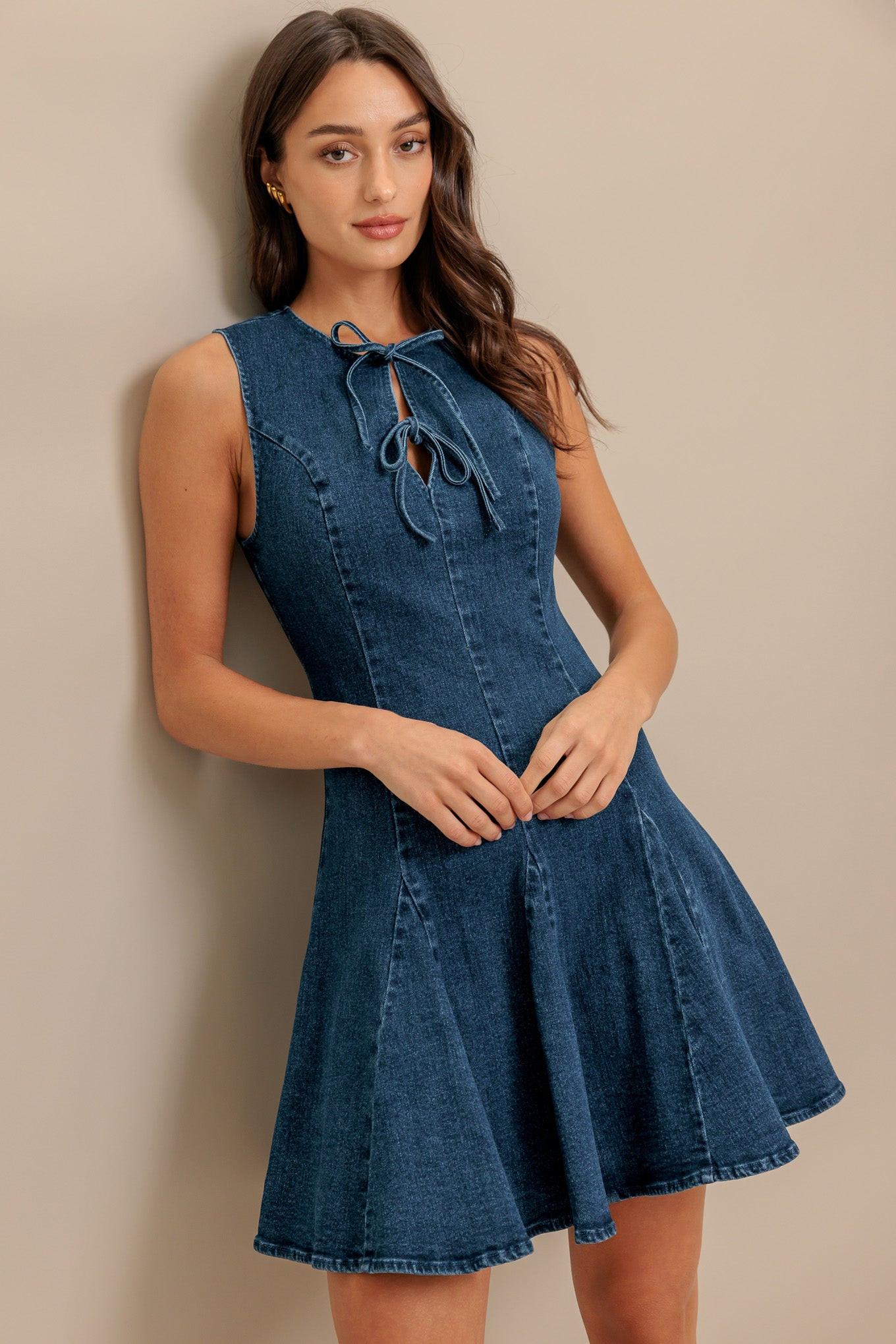 MOD DENIM DARLING MINI DRESS - Glamourous Grace
