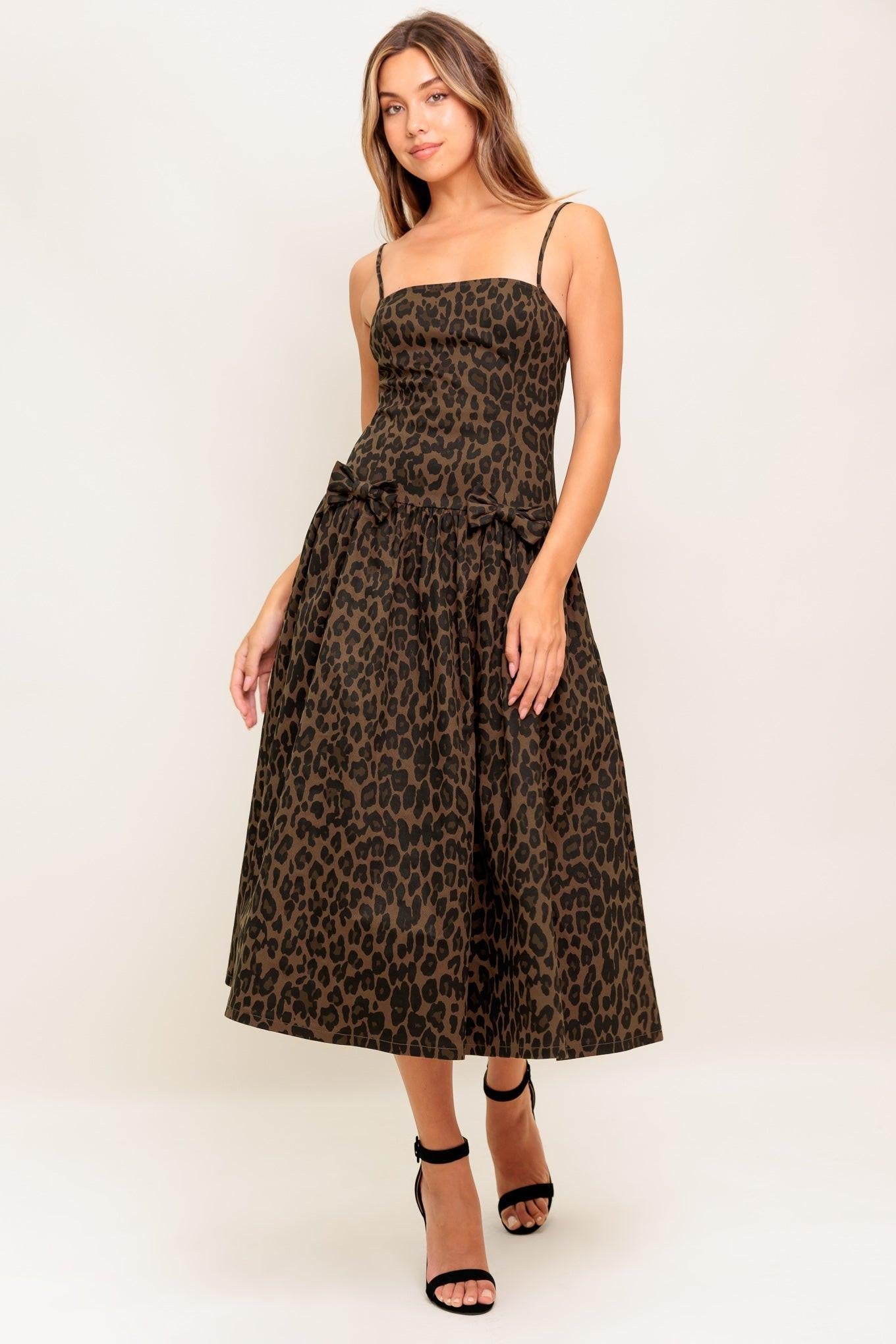 WALK SOFT, STRIKE STRONG LEOPARD WOVEN MIDI DRESS - Glamourous Grace