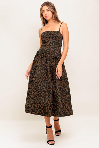 WALK SOFT, STRIKE STRONG LEOPARD WOVEN MIDI DRESS - Glamourous Grace