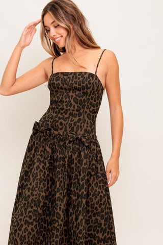 WALK SOFT, STRIKE STRONG LEOPARD WOVEN MIDI DRESS - Glamourous Grace