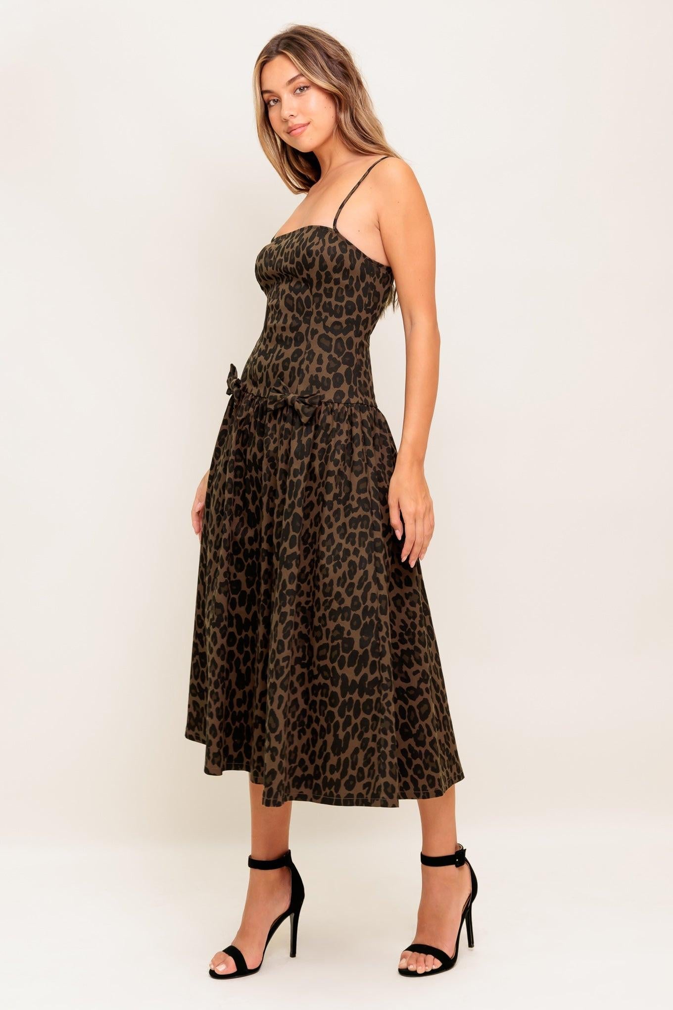 WALK SOFT, STRIKE STRONG LEOPARD WOVEN MIDI DRESS - Glamourous Grace