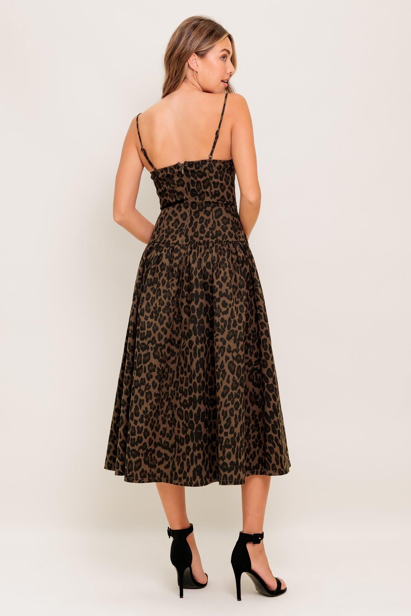 WALK SOFT, STRIKE STRONG LEOPARD WOVEN MIDI DRESS - Glamourous Grace