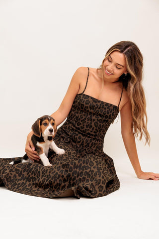 WALK SOFT, STRIKE STRONG LEOPARD WOVEN MIDI DRESS - Glamourous Grace