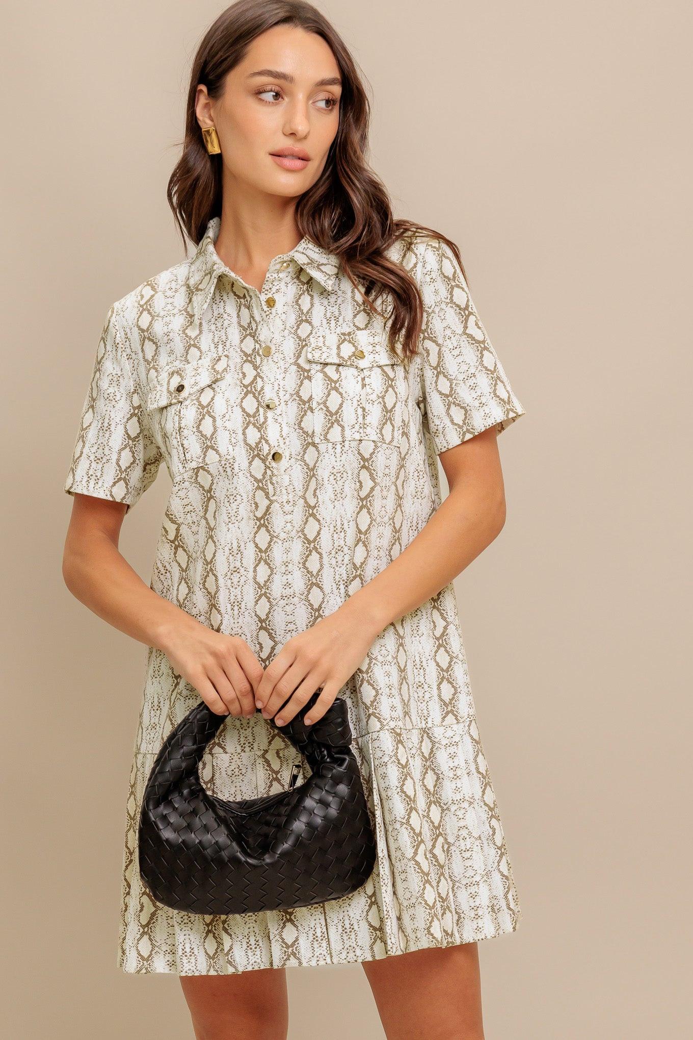 CHIC PYTHON WOVEN MINI DRESS - Glamourous Grace