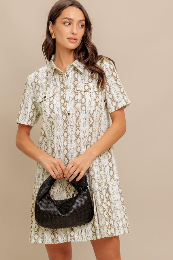 CHIC PYTHON WOVEN MINI DRESS - Glamourous Grace