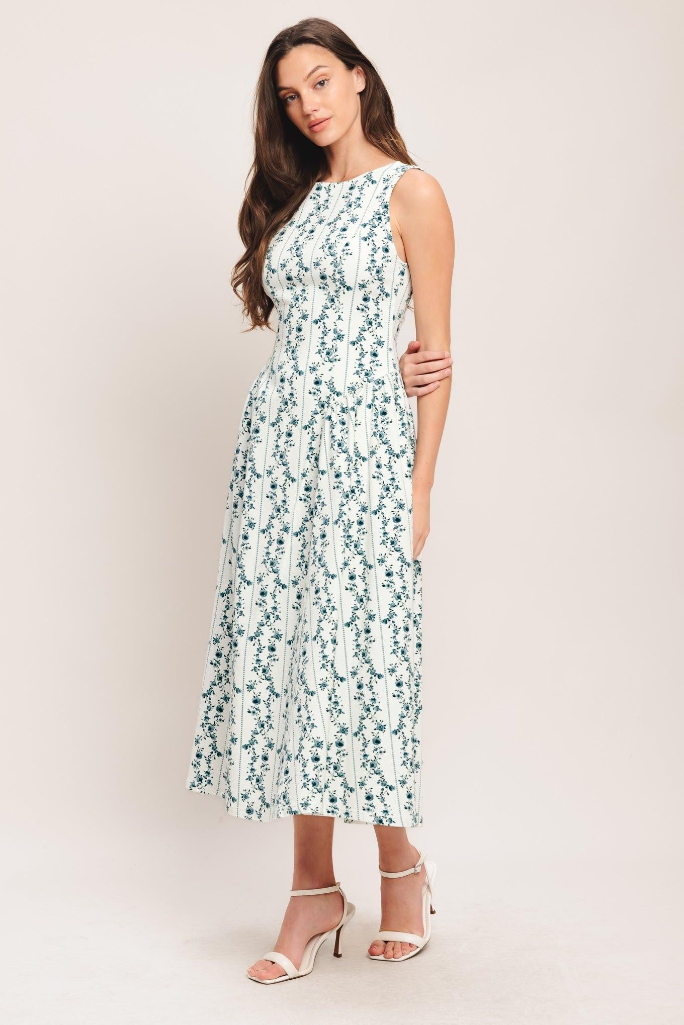 BLOOM COLUMN WOVEN MIDI DRESS - Glamourous Grace