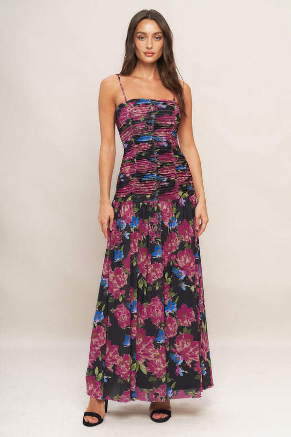 NIGHT FLORIST POWER MESH MAXI DRESS - Glamourous Grace