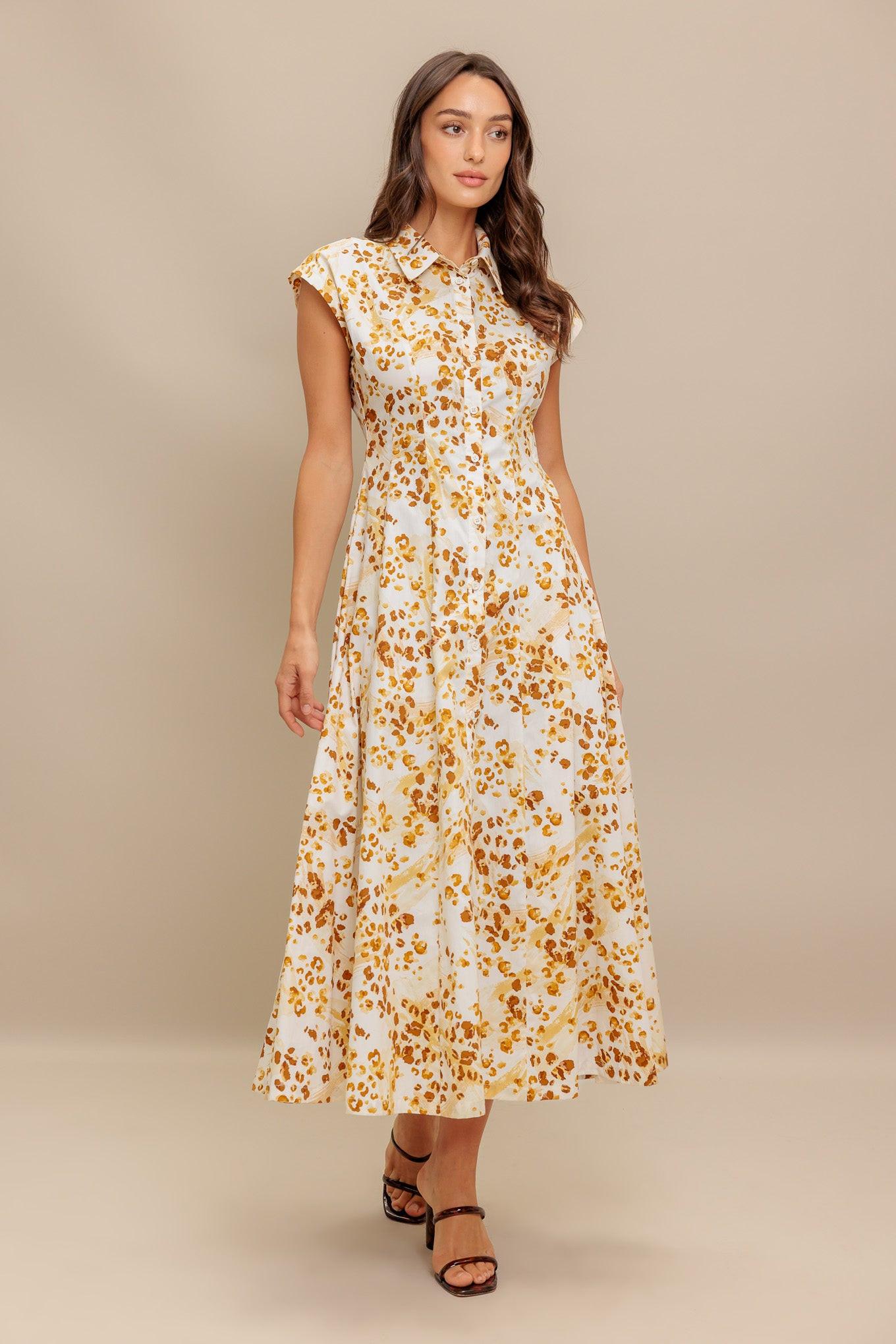 BUTTERCUP KISS WOVEN MIDI DRESS - Glamourous Grace
