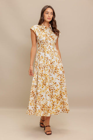 BUTTERCUP KISS WOVEN MIDI DRESS - Glamourous Grace
