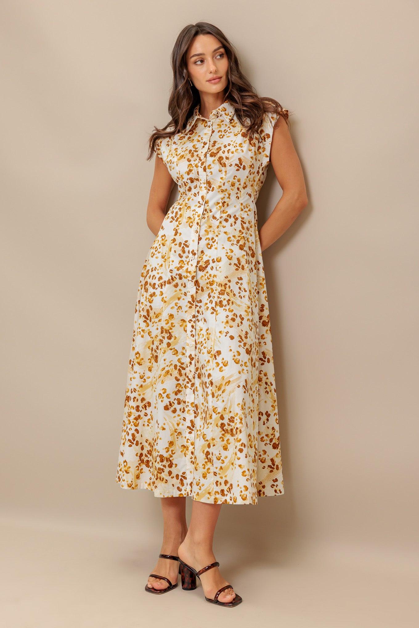 BUTTERCUP KISS WOVEN MIDI DRESS - Glamourous Grace