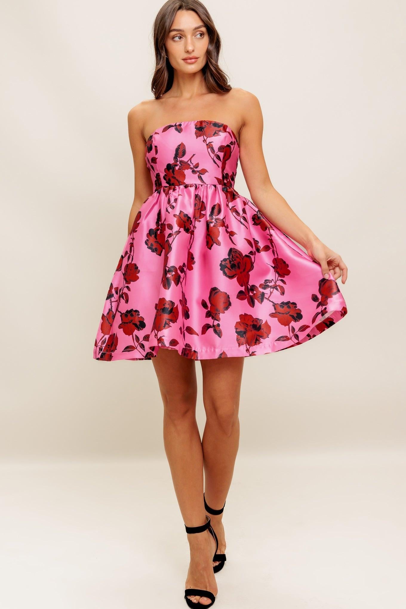 STRAPLESS SEDUCTION WOVEN MINI DRESS - Glamourous Grace