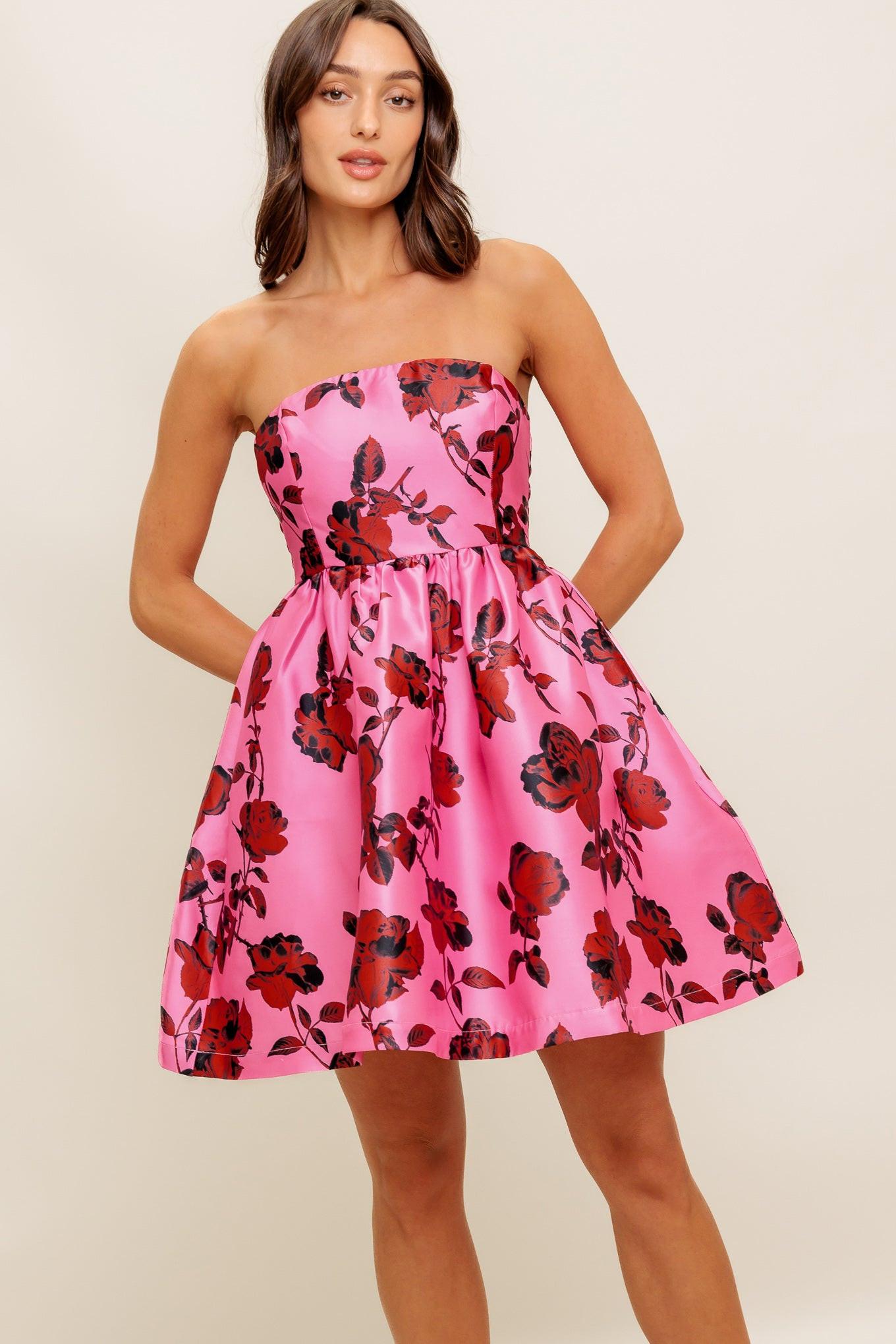 STRAPLESS SEDUCTION WOVEN MINI DRESS - Glamourous Grace