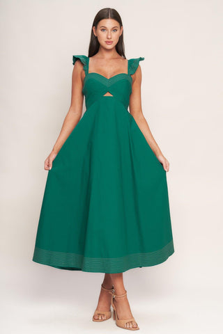 TUSCAN SUNSET GREEN WOVEN MIDI DRESS - Glamourous Grace