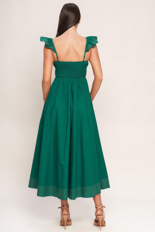 TUSCAN SUNSET GREEN WOVEN MIDI DRESS - Glamourous Grace