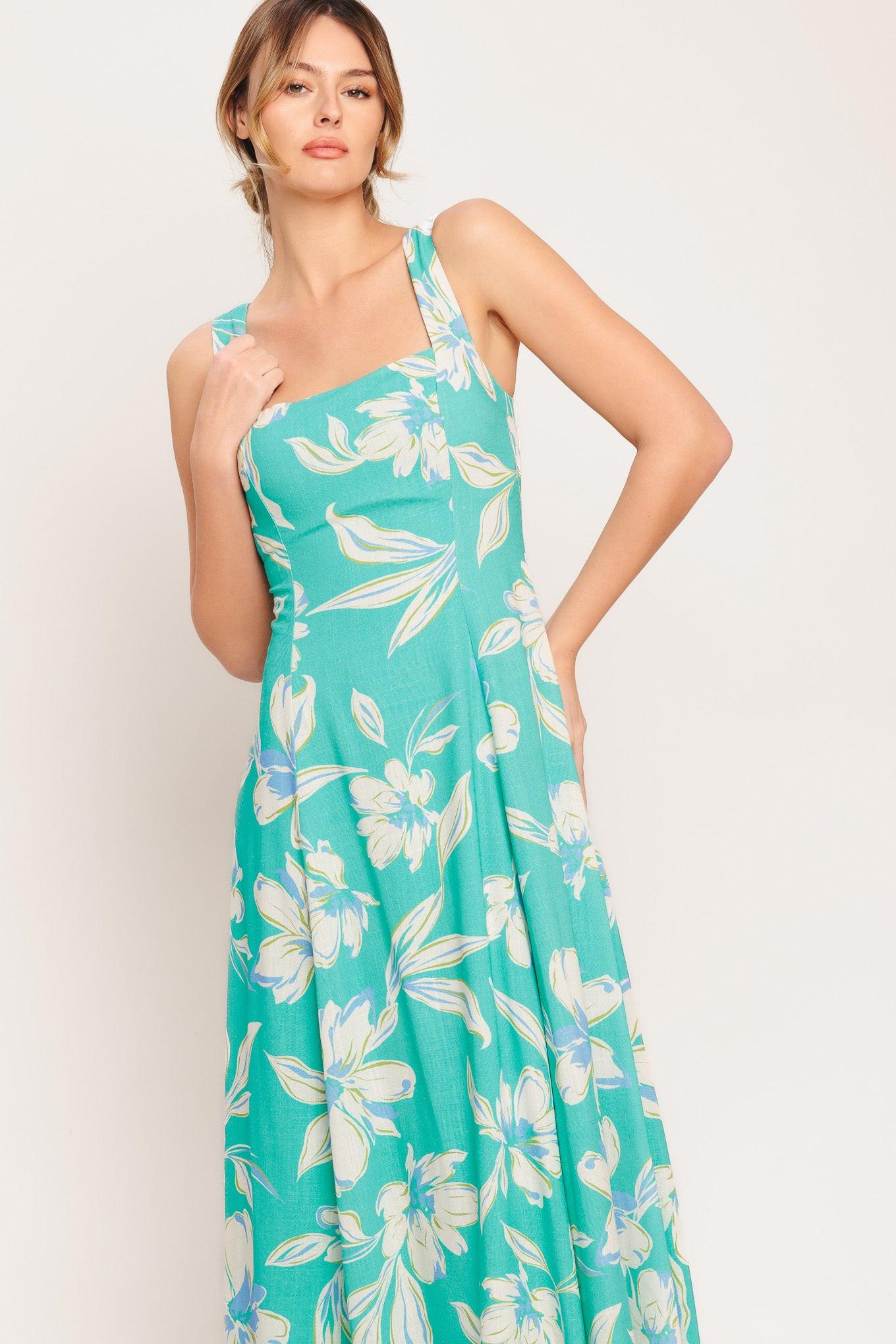 AQUA DAYDREAM WOVEN MIDI DRESS - Glamourous Grace