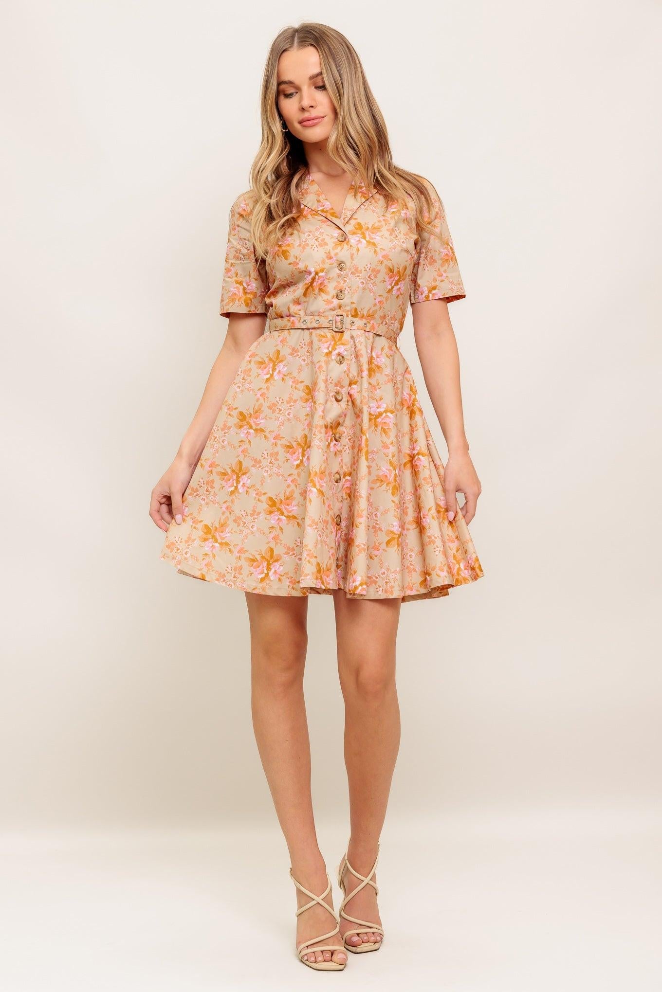 PEACH BLOSSOM WOVEN MINI DRESS - Glamourous Grace
