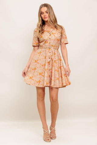 PEACH BLOSSOM WOVEN MINI DRESS - Glamourous Grace