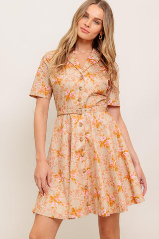 PEACH BLOSSOM WOVEN MINI DRESS - Glamourous Grace