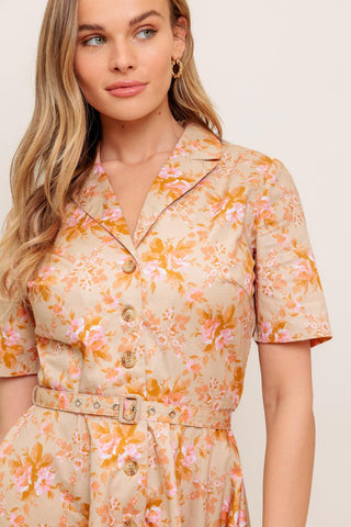 PEACH BLOSSOM WOVEN MINI DRESS - Glamourous Grace