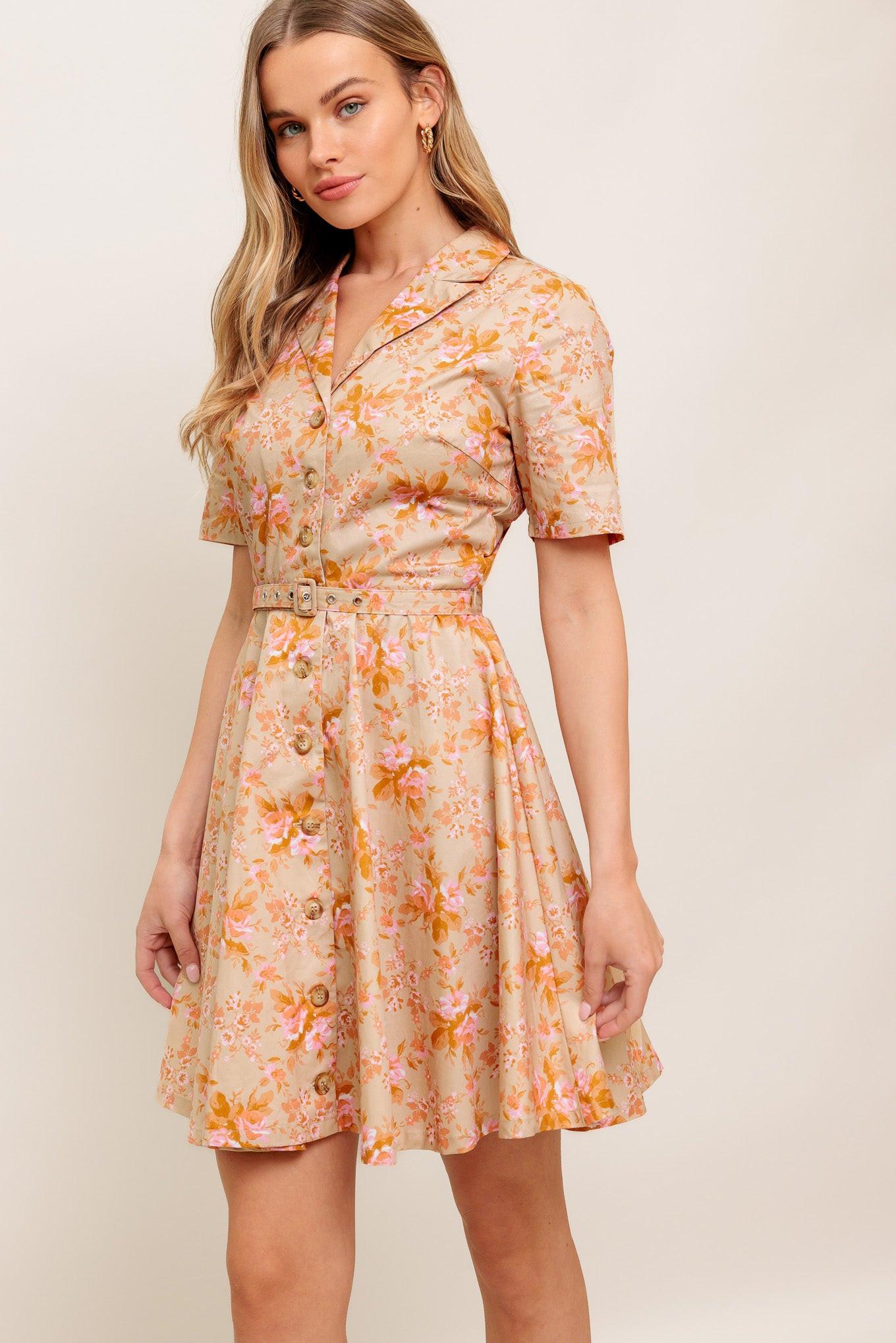 PEACH BLOSSOM WOVEN MINI DRESS - Glamourous Grace