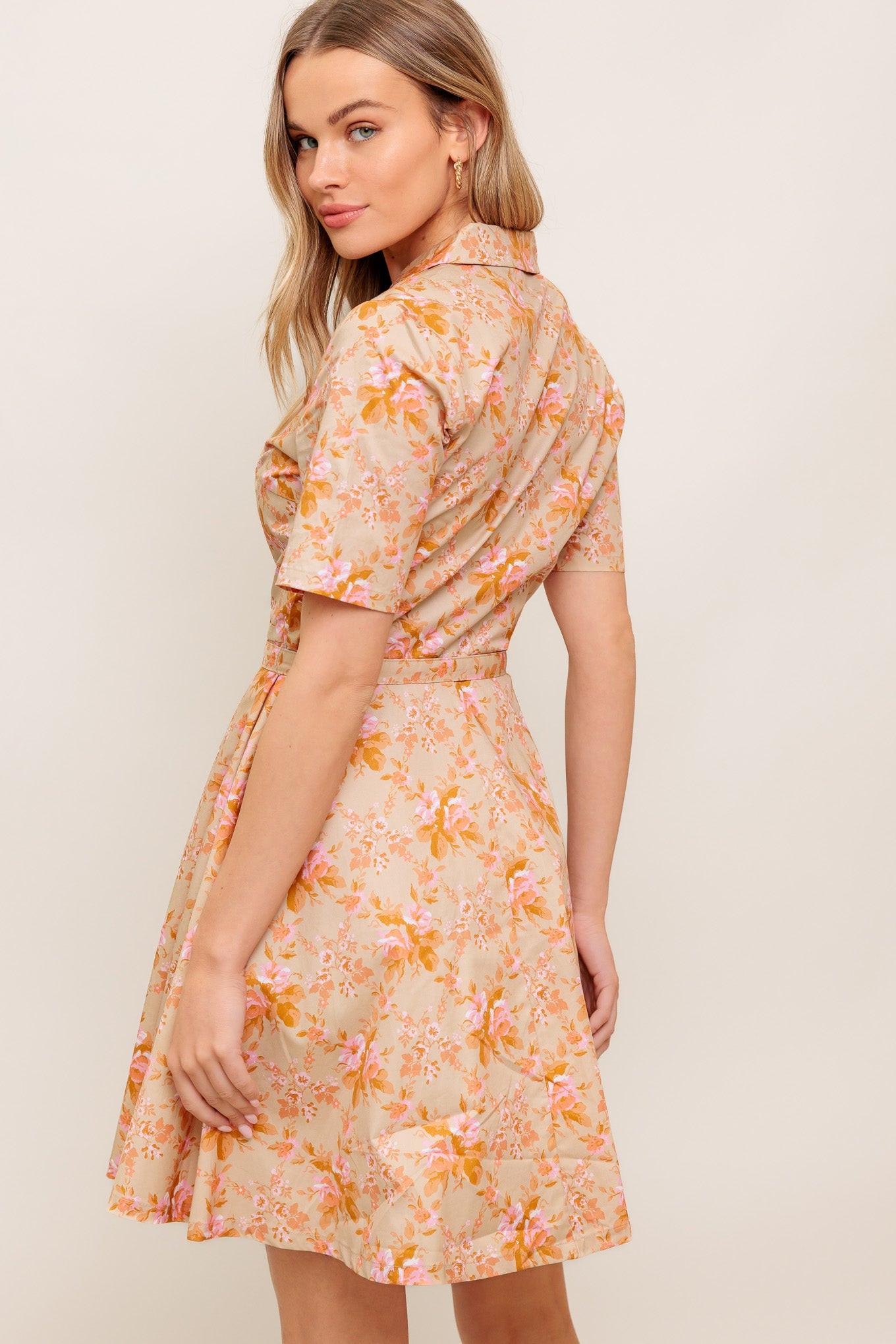 PEACH BLOSSOM WOVEN MINI DRESS - Glamourous Grace
