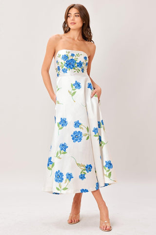 GARDEN MUSE WOVEN MIDI DRESS - Glamourous Grace LLC