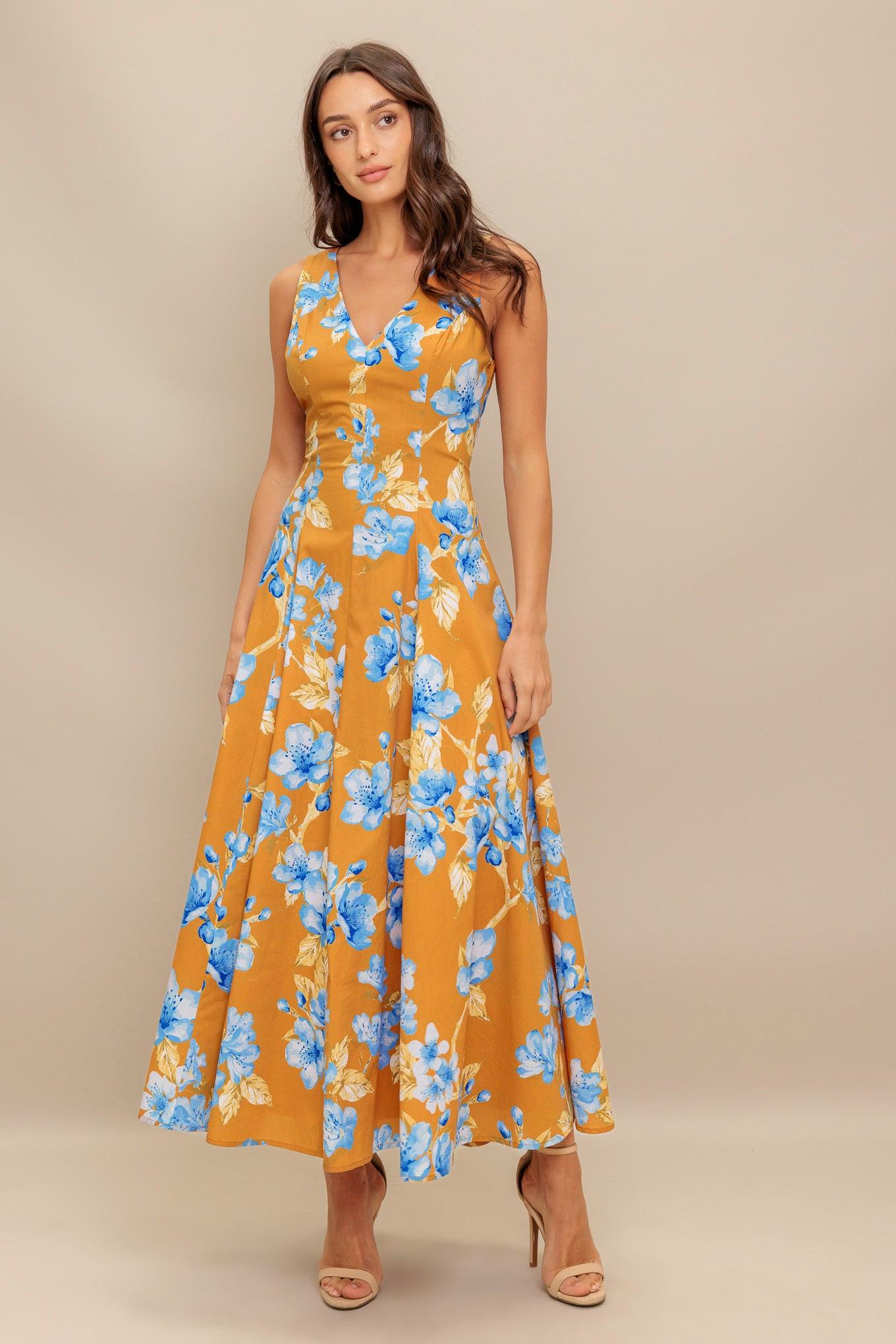 SKYBLOSSOM RUSH WOVEN MIDI DRESS - Glamourous Grace