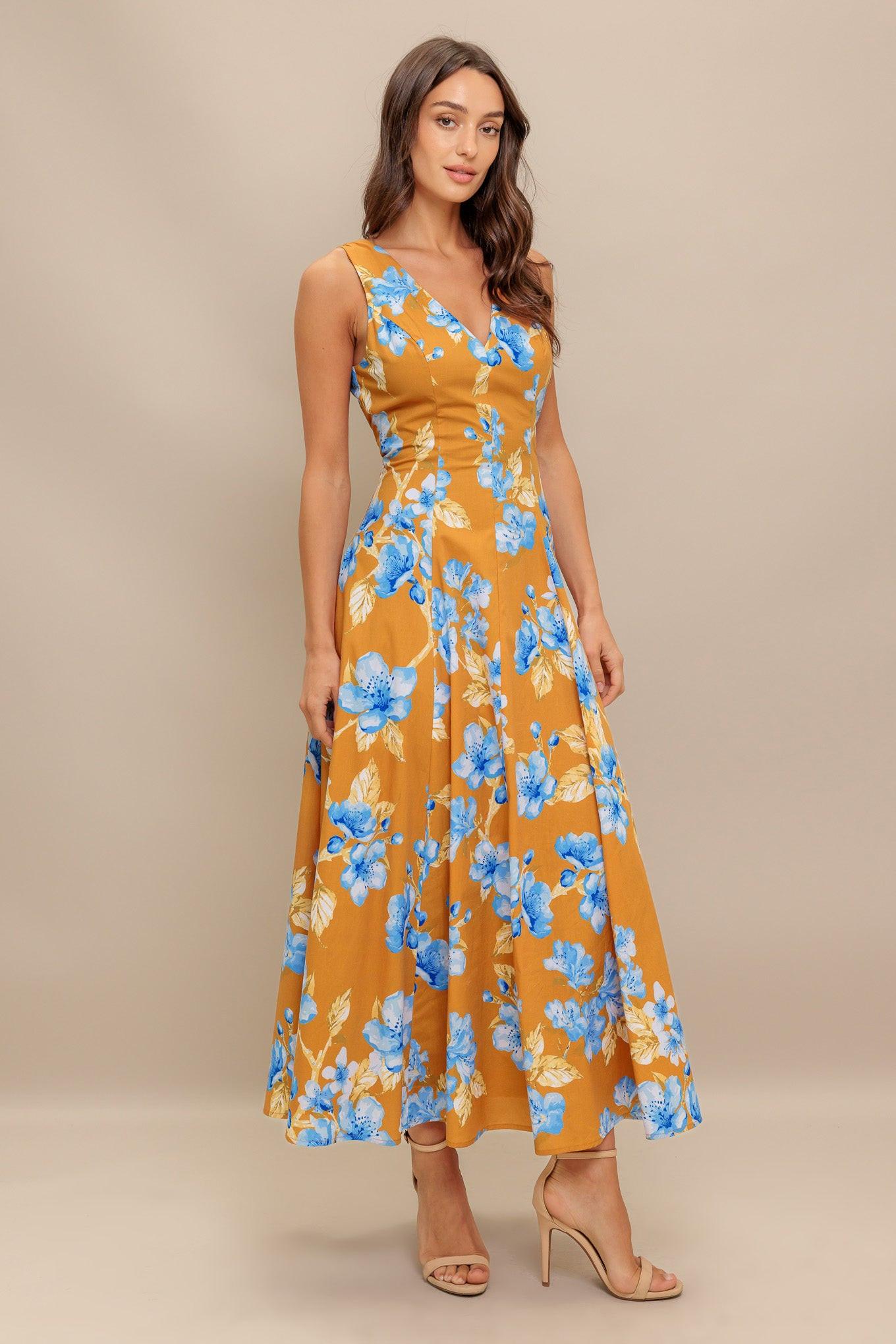 SKYBLOSSOM RUSH WOVEN MIDI DRESS - Glamourous Grace