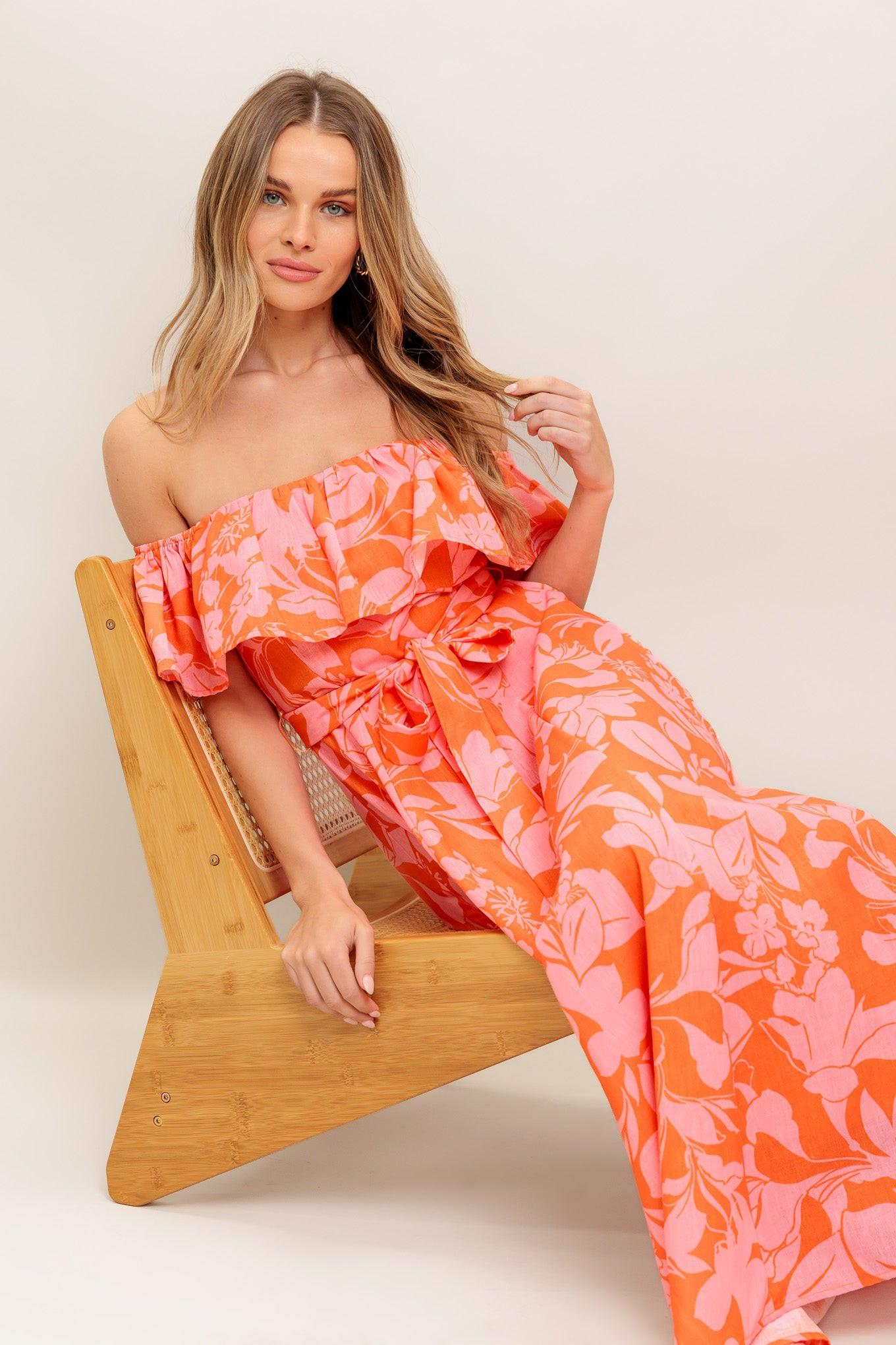 CITRUS GARDEN WOVEN MIDI DRESS - Glamourous Grace