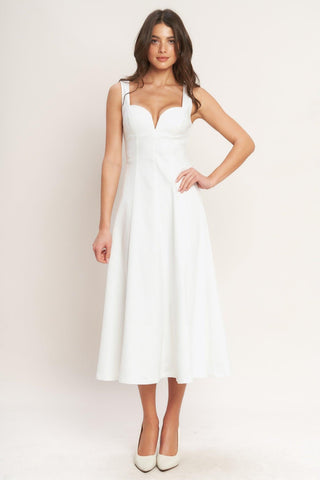 BALANCED PROPORTION WOVEN MIDI DRESS - Glamourous Grace