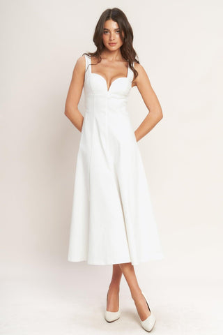 BALANCED PROPORTION WOVEN MIDI DRESS - Glamourous Grace