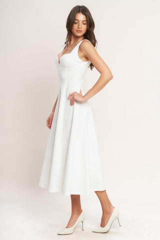 BALANCED PROPORTION WOVEN MIDI DRESS - Glamourous Grace