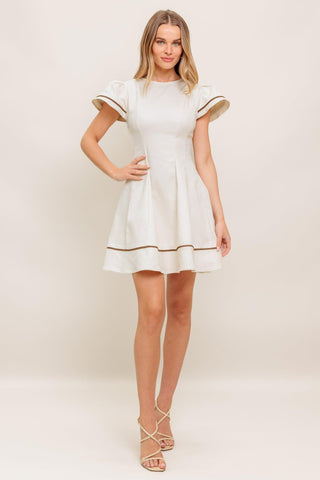 CREAM MILK TEA WOVEN MINI DRESS - Glamourous Grace
