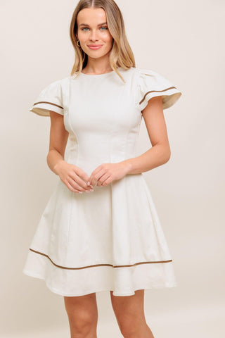 CREAM MILK TEA WOVEN MINI DRESS - Glamourous Grace