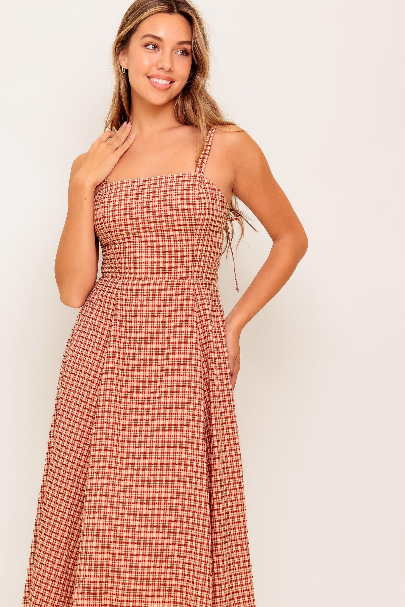 GINGHAM SUMMER WOVEN MIDI DRESS - Glamourous Grace