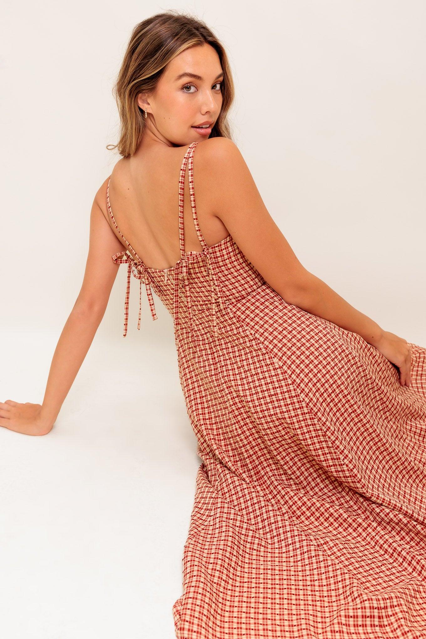 GINGHAM SUMMER WOVEN MIDI DRESS - Glamourous Grace