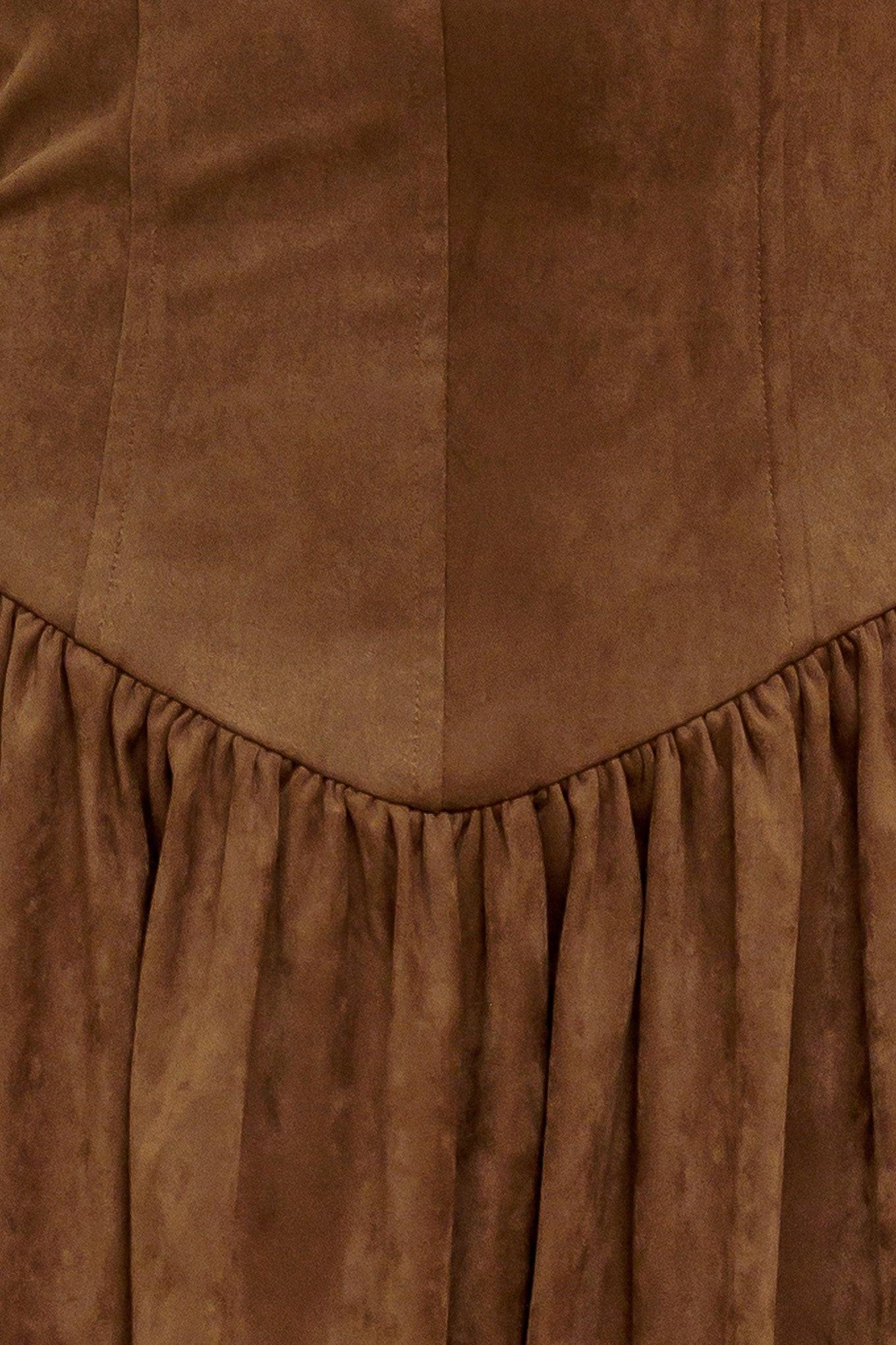 WILD ESPRESSO FAUX SUEDE MIDI DRESS - Glamourous Grace