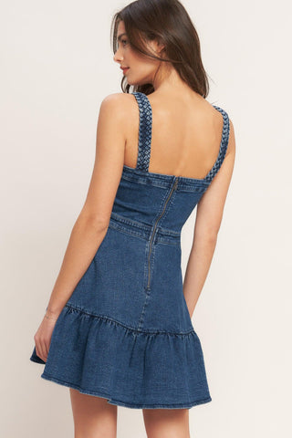 FUNCTIONAL SEAMING DENIM MINI DRESS - Glamourous Grace