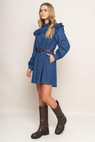 BLUEBIRD COWGIRL DENIM MINI DRESS - Glamourous Grace