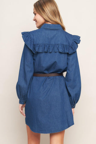 BLUEBIRD COWGIRL DENIM MINI DRESS - Glamourous Grace